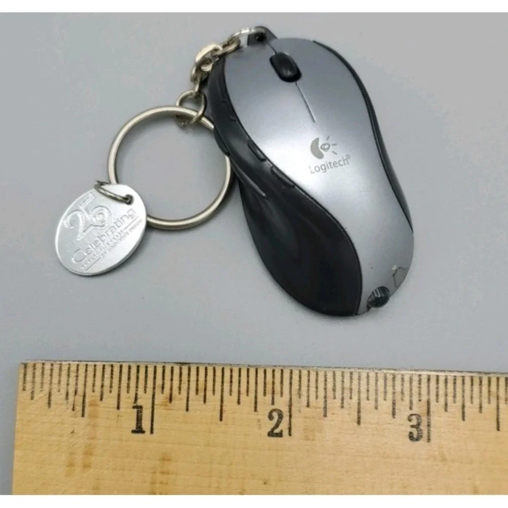 Vintage Logitech‎ Mouse Keychain Light Advert 25th Anniversary Nostalgia